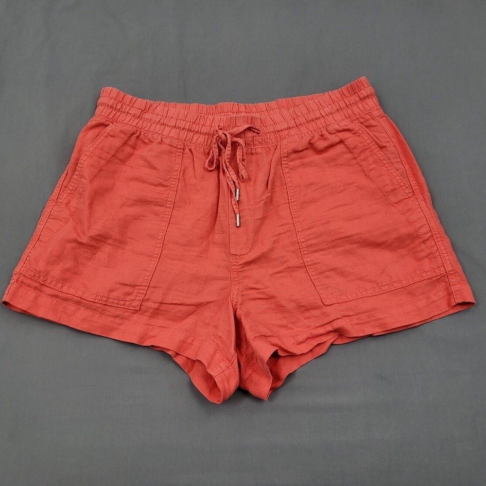 Gap Womens Medium Coral Pink Linen Cotton Blend Drawstring Summer Shorts M